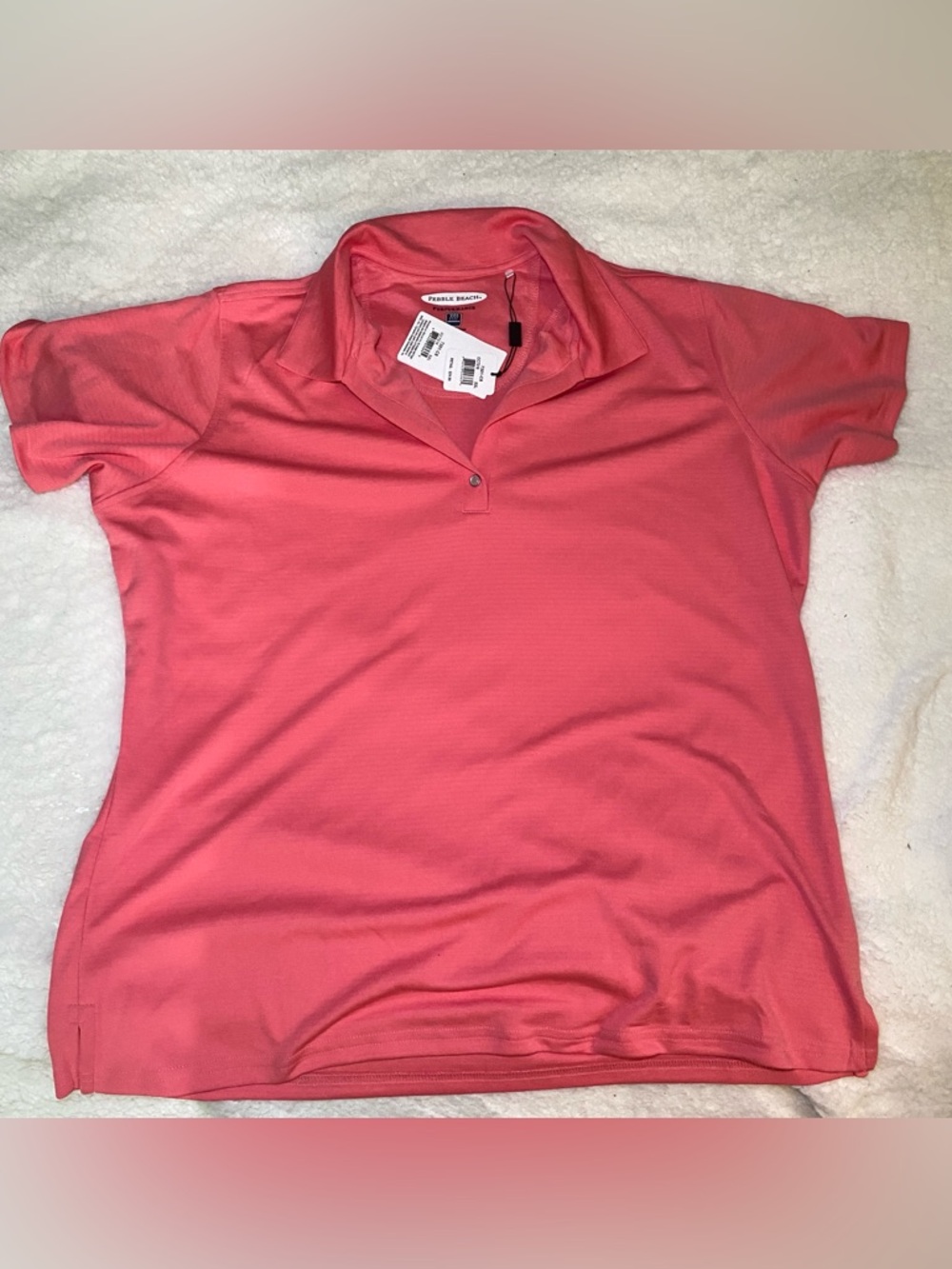 Pebble Beach Coral Button-Front Polo Shirt